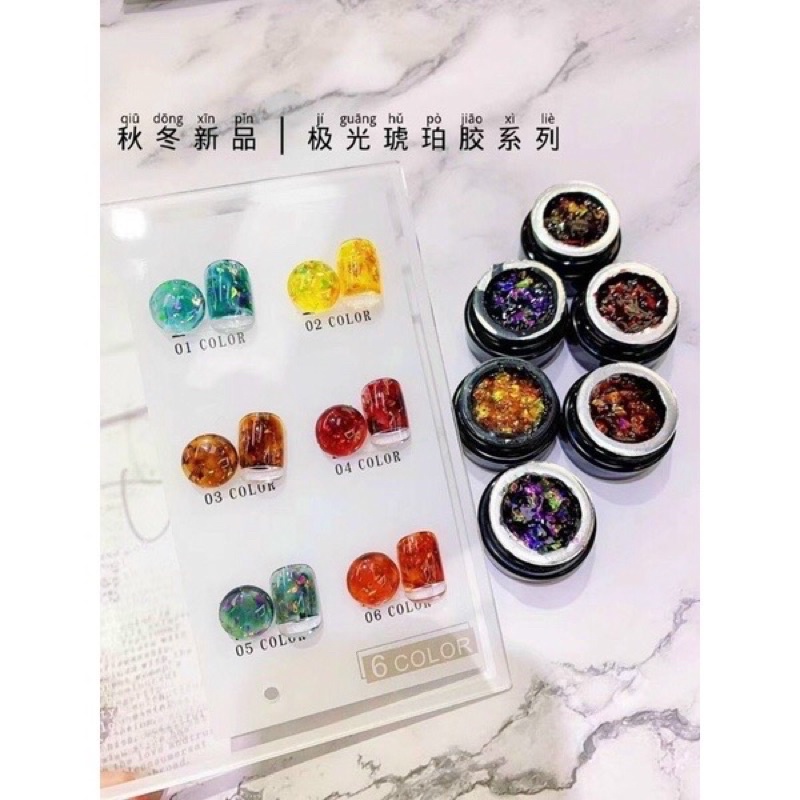 Gel nhũ khổng tước lẻ màu- tặng bảng màu khi mua set 6 hũ- phụ kiện nail trang trí móng