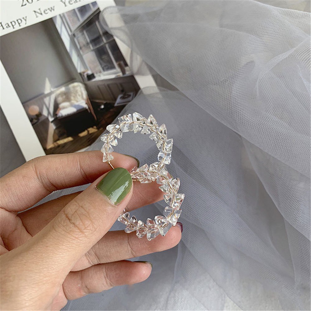 Bông tai tròn đính đá pha lê kiểu dáng đơn giản thời trang cho nữ