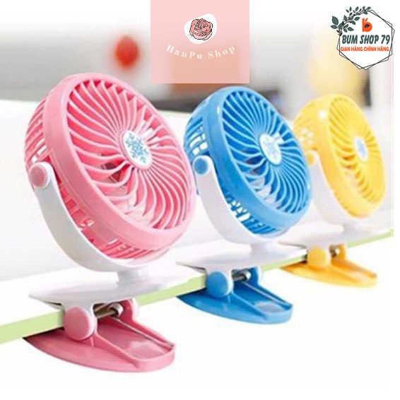 Quạt mini kẹp bàn, Quạt kẹp bàn xoay 360 độ Pin Tích Điện Chân Kẹp Bàn, Kẹp Xe Đẩy pin sạc, 3 cấp độ