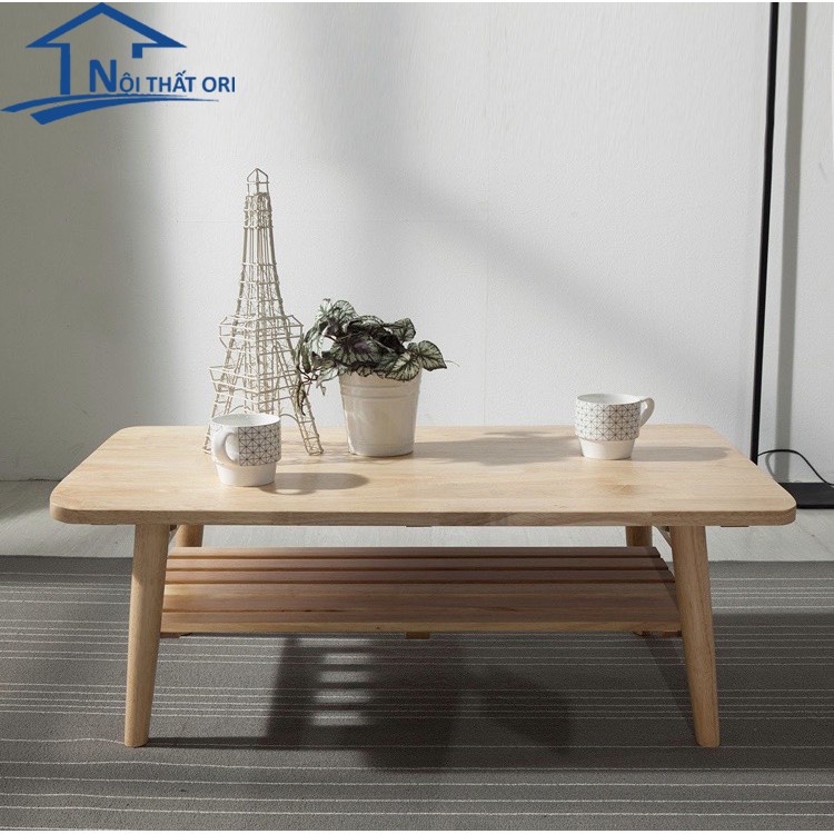 Bàn trà 2 tầng gỗ cao su chắc chắn, lắp ráp, gấp gon tiện dụng, Hàng xuất khẩu - Nội | BigBuy360 - bigbuy360.vn