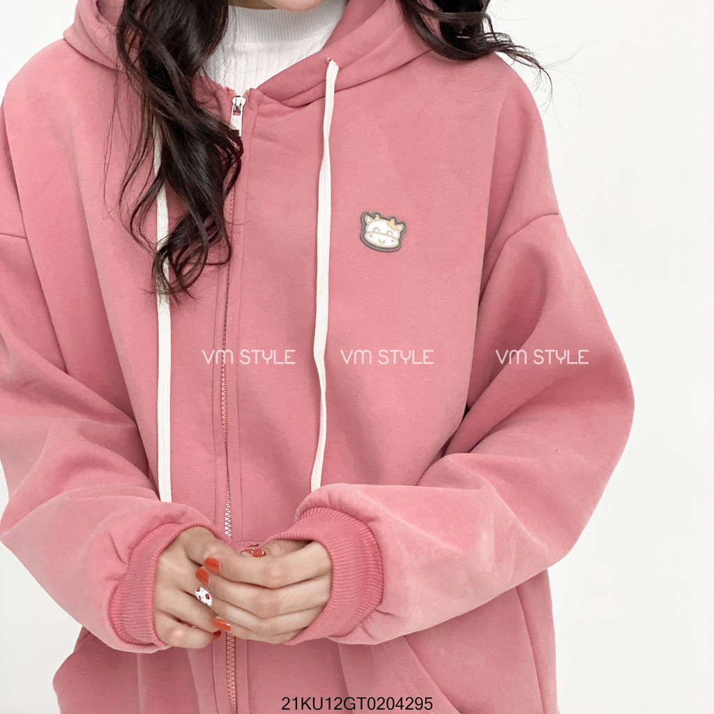 Áo khoác nỉ thêu logo bò vàng có nón thời trang ulzzang Hàn Quốc Fmstye Saigon 21KU12GT0204 | BigBuy360 - bigbuy360.vn