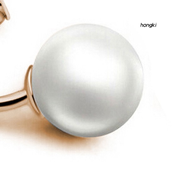 1 Đôi Bông Tai Tròn Đính Ngọc Trai Nhân Tạo Thời Trang Dành Cho Nữ