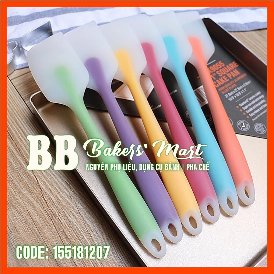 LÕI MÀU LỚN 27.5cm - CÂY PHỚI VÉT Spatula dẹt trộn bột silicone đúc liền (GIAO MÀU SẮC NGẪU NHIÊN)