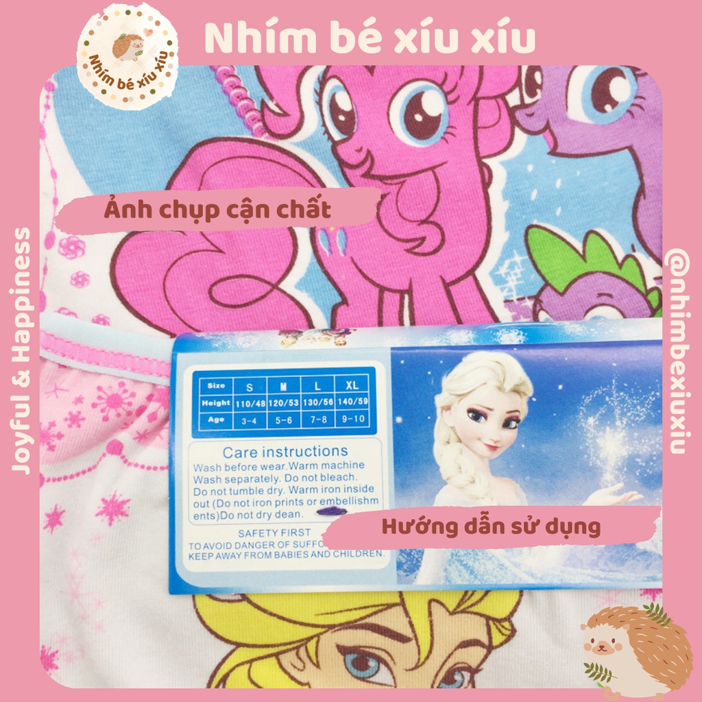 Combo 2 quần chip đùi/quần lót đùi cotton bé gái hình Elsa/Pony (15-28 kg) nhimbexiuxiu