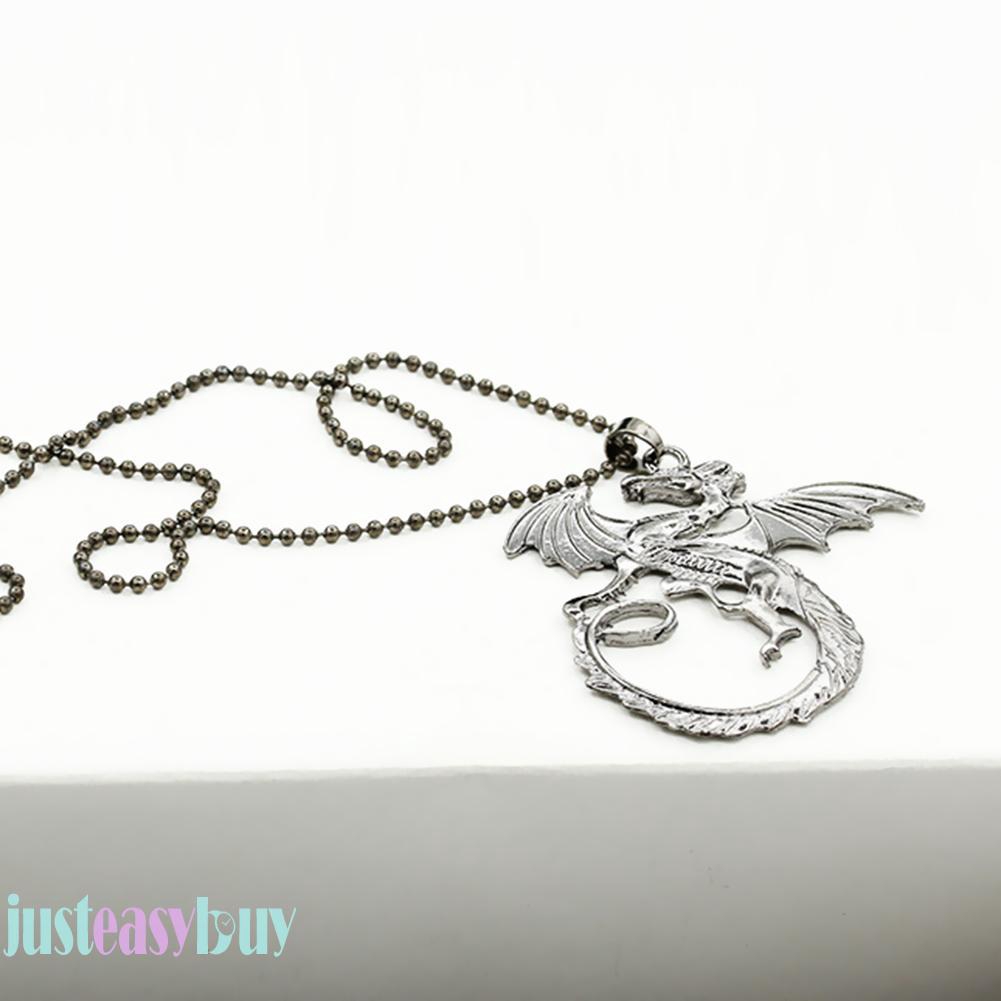  【Ready Stock】Unisex Jewelry Gifts Dragon Pendant Necklace Simple Silver Clavicle Chain 