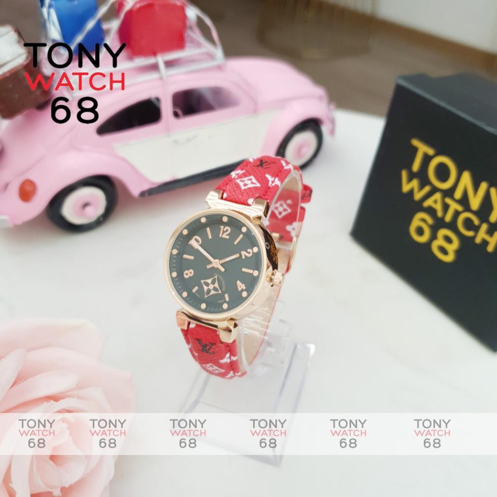 Đồng hồ nữ Louis dây da kim rốn độc đáo họa tiết logo chống nước chính hãng Tony Watch 68