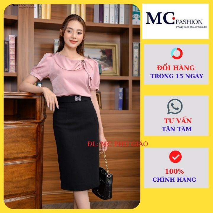 Chân Váy Công Sở Dáng Bút Chì Xẻ Sau Mc Fashion Khuyên M Đính Đá CV0532