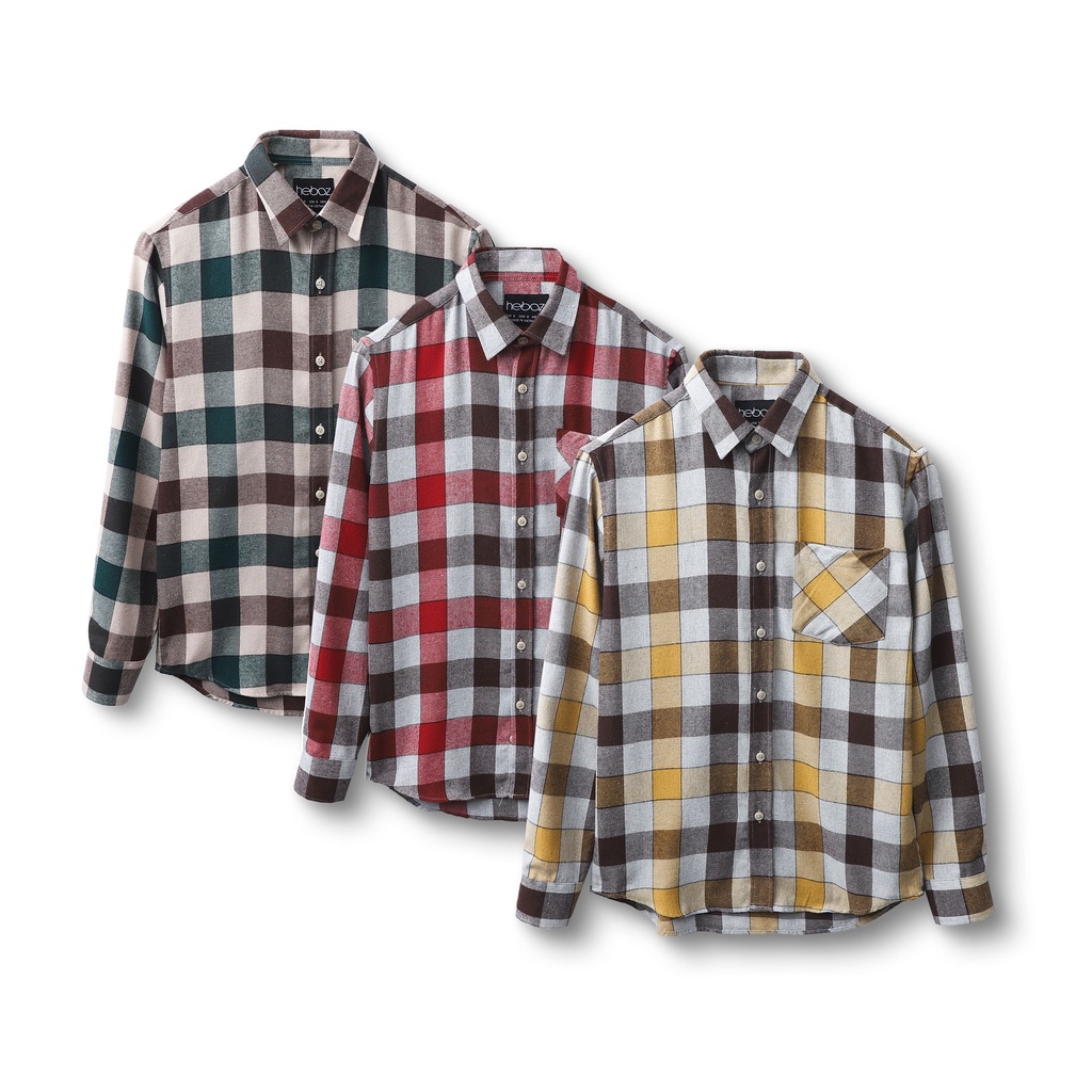 Áo sơ mi caro, flanel nam dài tay HEBOZ 1 túi 3 màu basic thời trang, chất dạ mỏng nhẹ và mềm, form slimfit - 00000826
