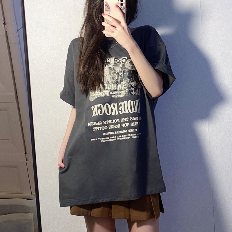 NRVP Áo Thun Nữ Oversize Cổ Tròn Thời Trang Hàn Quốc