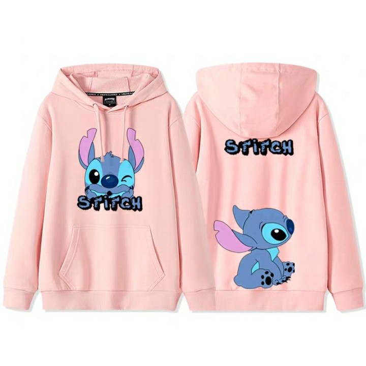 Áo hoodie stitch thú tai dài in 2 mặt chất nỉ bông dày siêu ấm 65