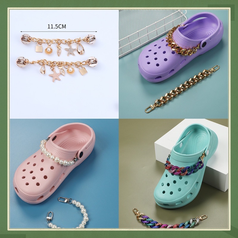 Phụ Kiện Khóa Dây Giày Đính Đá Quý Ngọc Trai Thời Trang Có Thể Tháo Rời