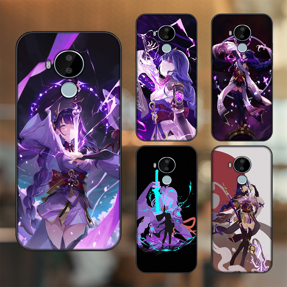 Ốp lưng Nokia C30 viền đen in hình Raiden Shogun Genshin Impact