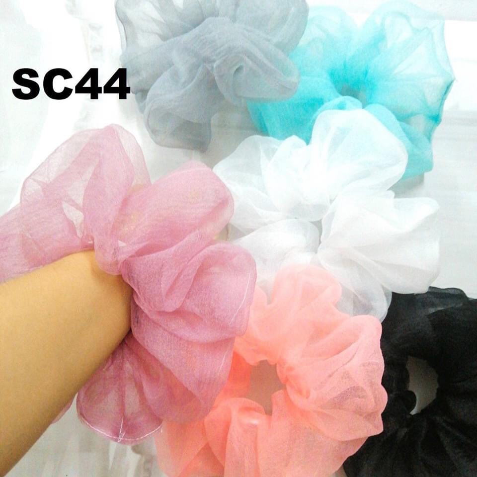 Cột tóc vải Scrunchies voan ánh sáng Màu Pastel