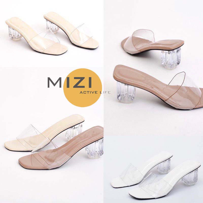 Dép nữ thời trang quai ngang trong đẹp 5 phân đế vuông giá rẻ Mizi GU75