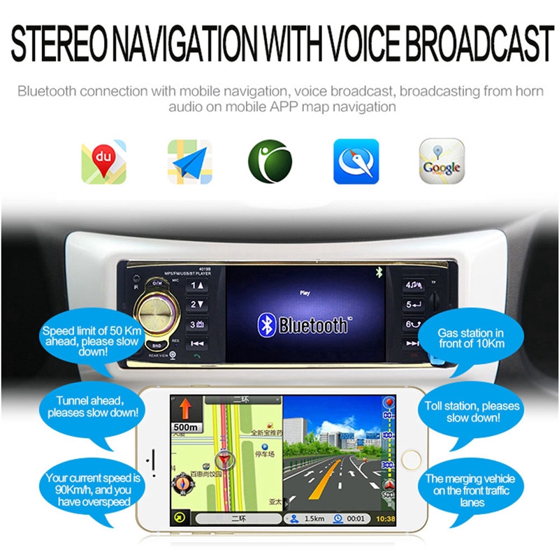 4019B 4.1 '' HD 1Din Máy nghe nhạc MP3 Bluetooth Radio Radio FM / USB / AUX / SD