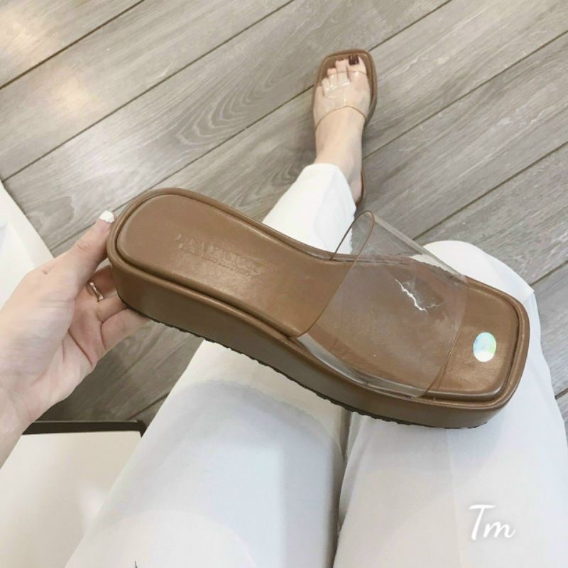 dép mica quai trong đế xuồng nữ 5p mới siêu hot êm mềm