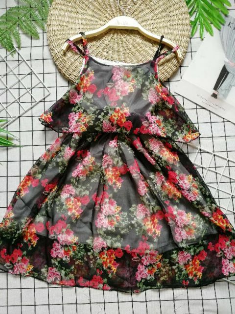 Váy voan maxi 2 tầng cho bé gái