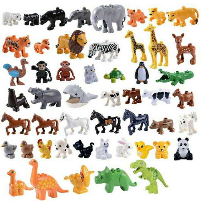 Gorock- các con vật (voi,huơu cao cổ,sư tử,nai,hổ) tương thích duplo