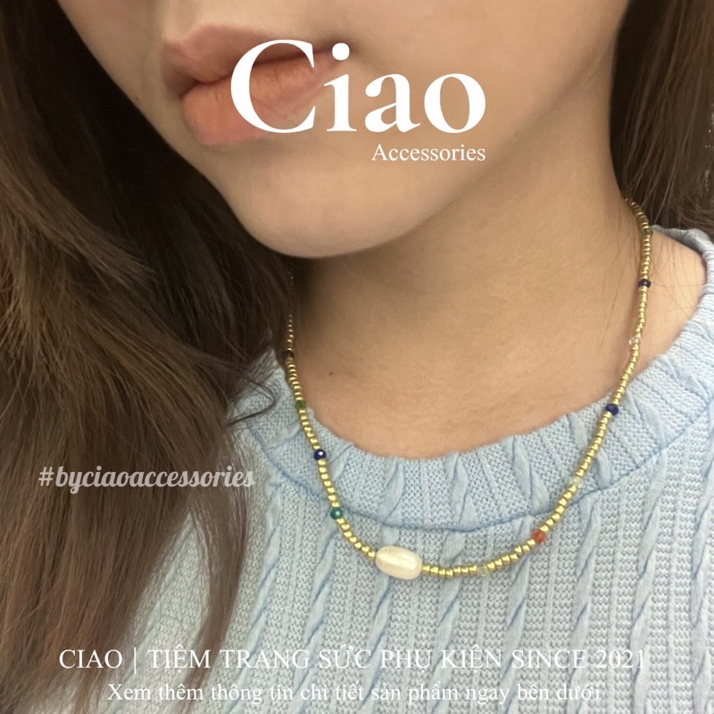 [HOẢ TỐC 1H] Dây chuyền/ Vòng cổ hạt cườm kết hợp hạt trai nước ngọt thiết kế mới lạ Olivia Ciao