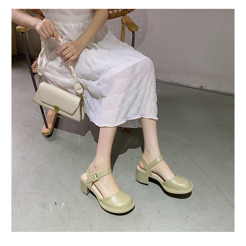 Giày nữ phong cách Ulzzang- Order Taobao |Giày nữ gót vuông 5 cm siêu xinh