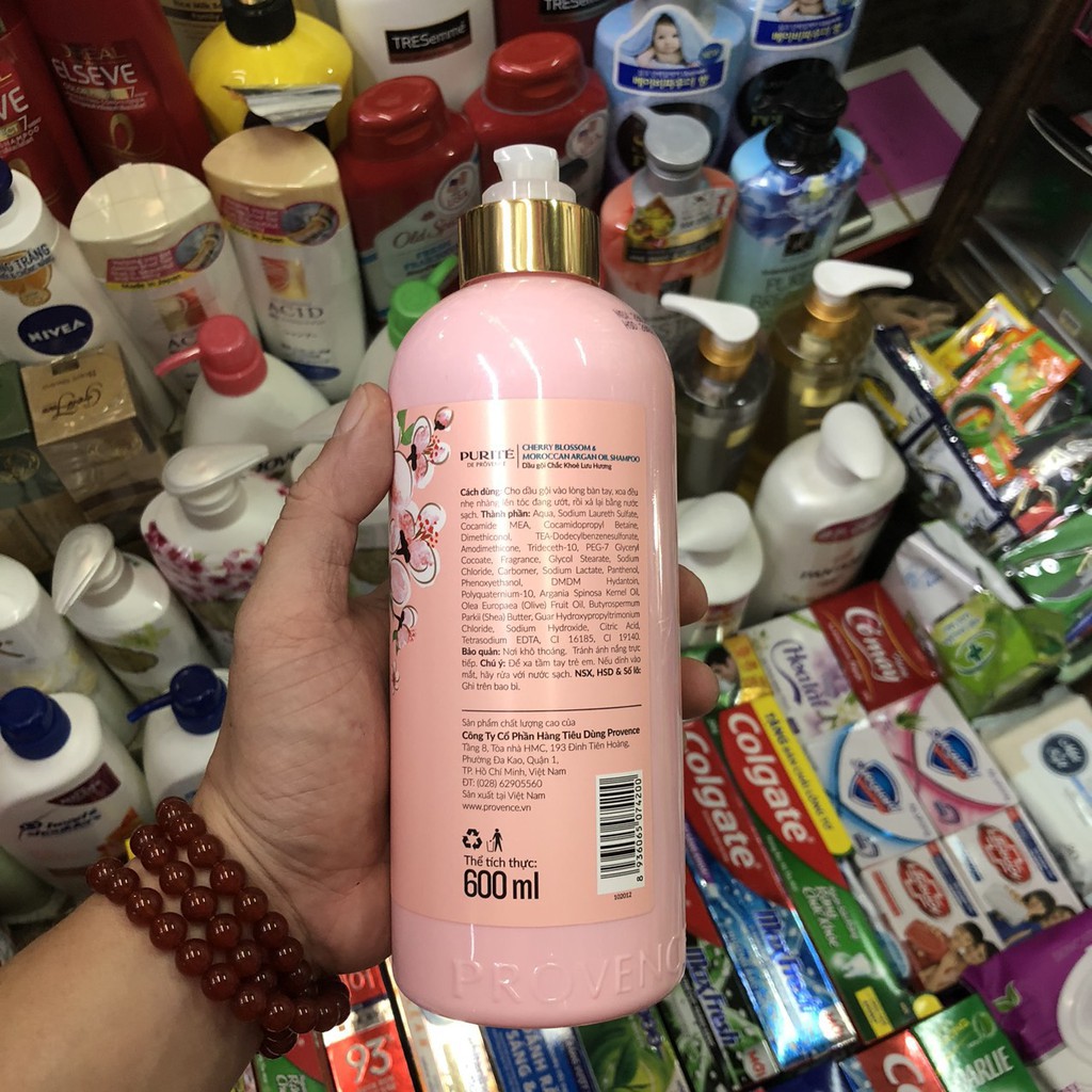 Dầu Gội Chắc Khỏe Lưu Hương Purite By Provence Cherry Blossom &amp; Moroccan Argan Oil 600ml