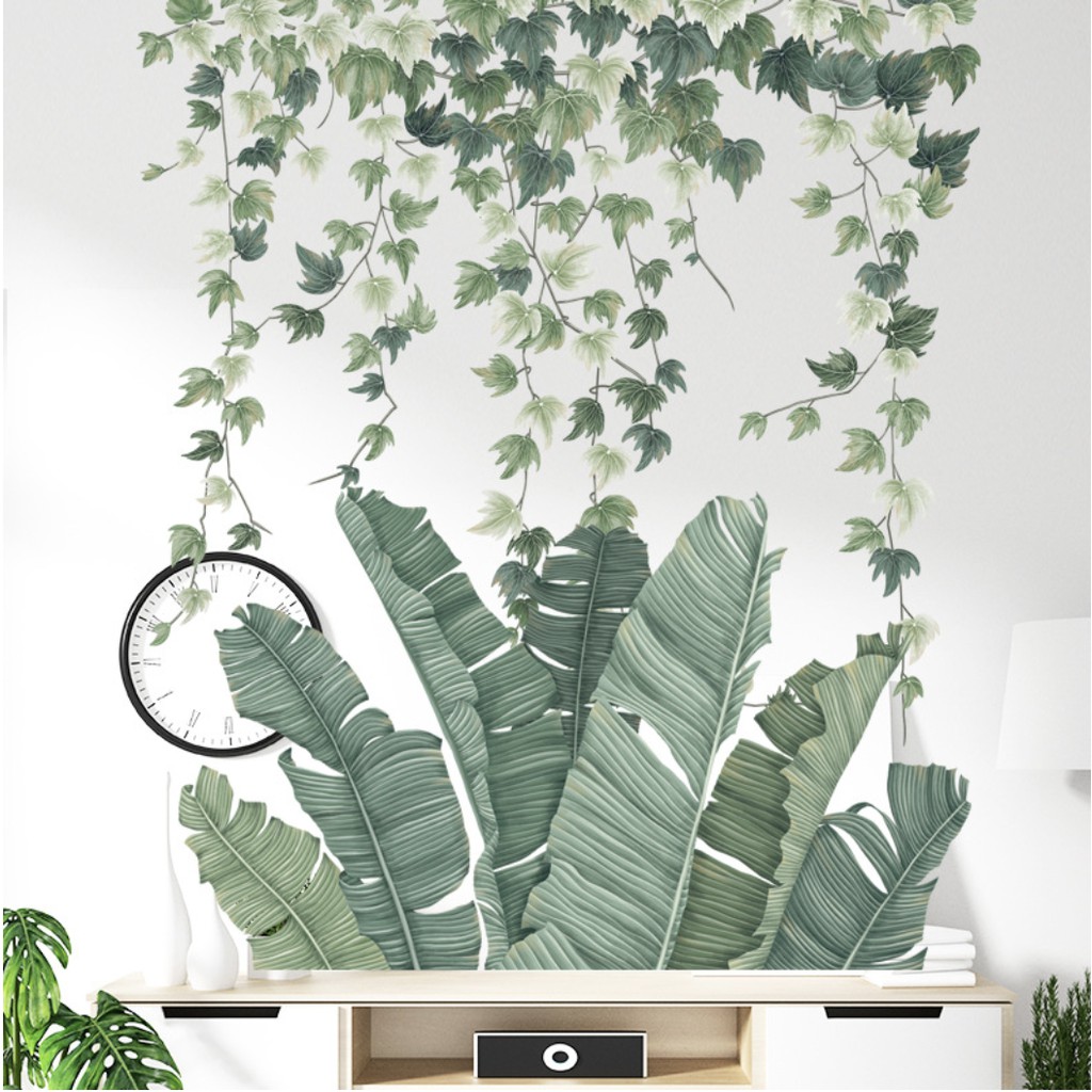 [SALE OFF] TRANH DECAL DÁN TƯỜNG DECOR PHÒNG NGỦ, SPA HÌNH CÂY XANH LÁ CHUỐI