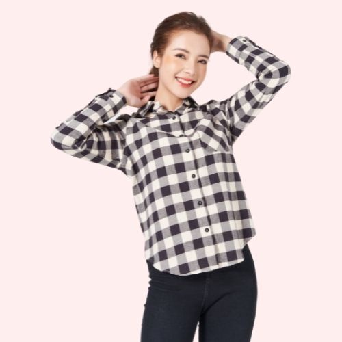 Áo sơ mi YODY nữ dài tay, sọc kẻ caro SMN4494 | BigBuy360 - bigbuy360.vn