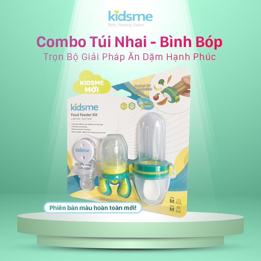 Túi Nhai Ăn Dặm Núm Ăn Dặm Cho Bé Bình Thìa Ăn Dặm Túi nhai Bình Thìa Kidsme Cho Bé Từ 4 Tháng Tuổi Trở Lên