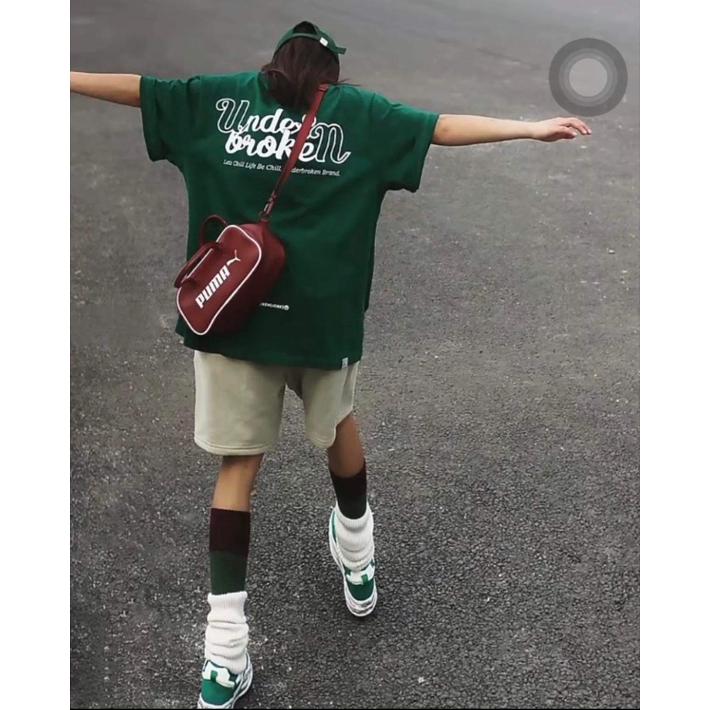 Set Đồ Bộ Nữ Áo Xanh Quần Đùi Kaki In Chữ  UnderBroken