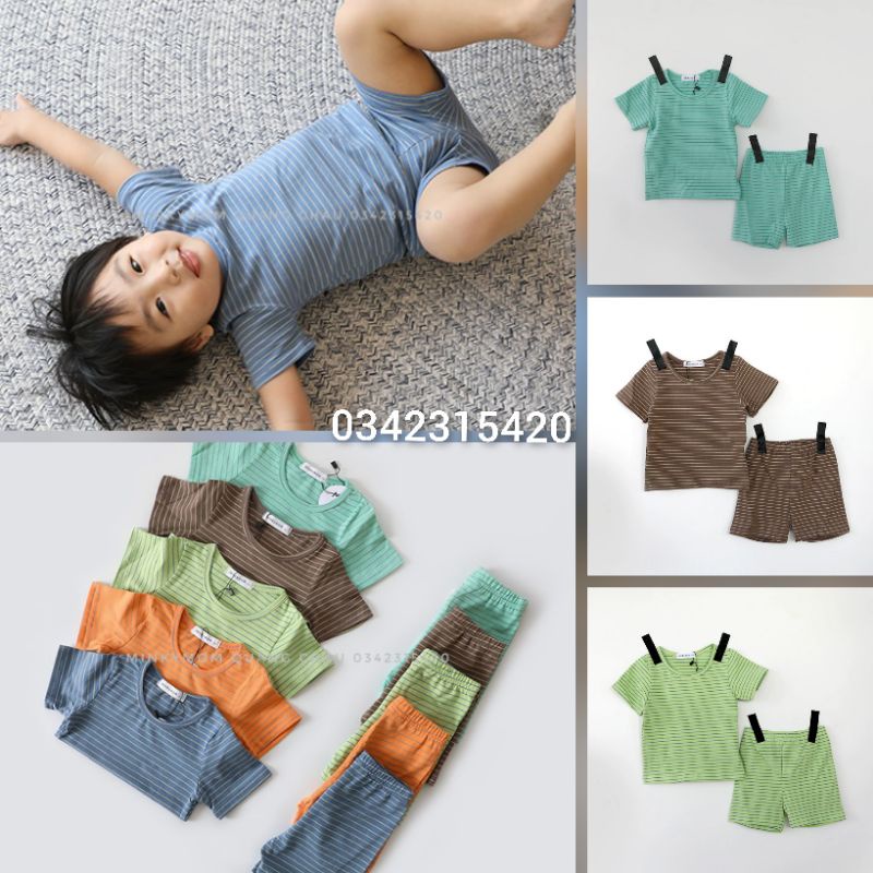 [MINKYMOM QUẢNG CHÂU] BỘ CỘC TAY COTTON KẺ MINKY MOM MỀM MÁT CHO BÉ