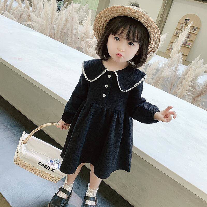 Đầm Tay Dài Chất Cotton Thiết Kế Đáng Yêu Cho Bé Gái