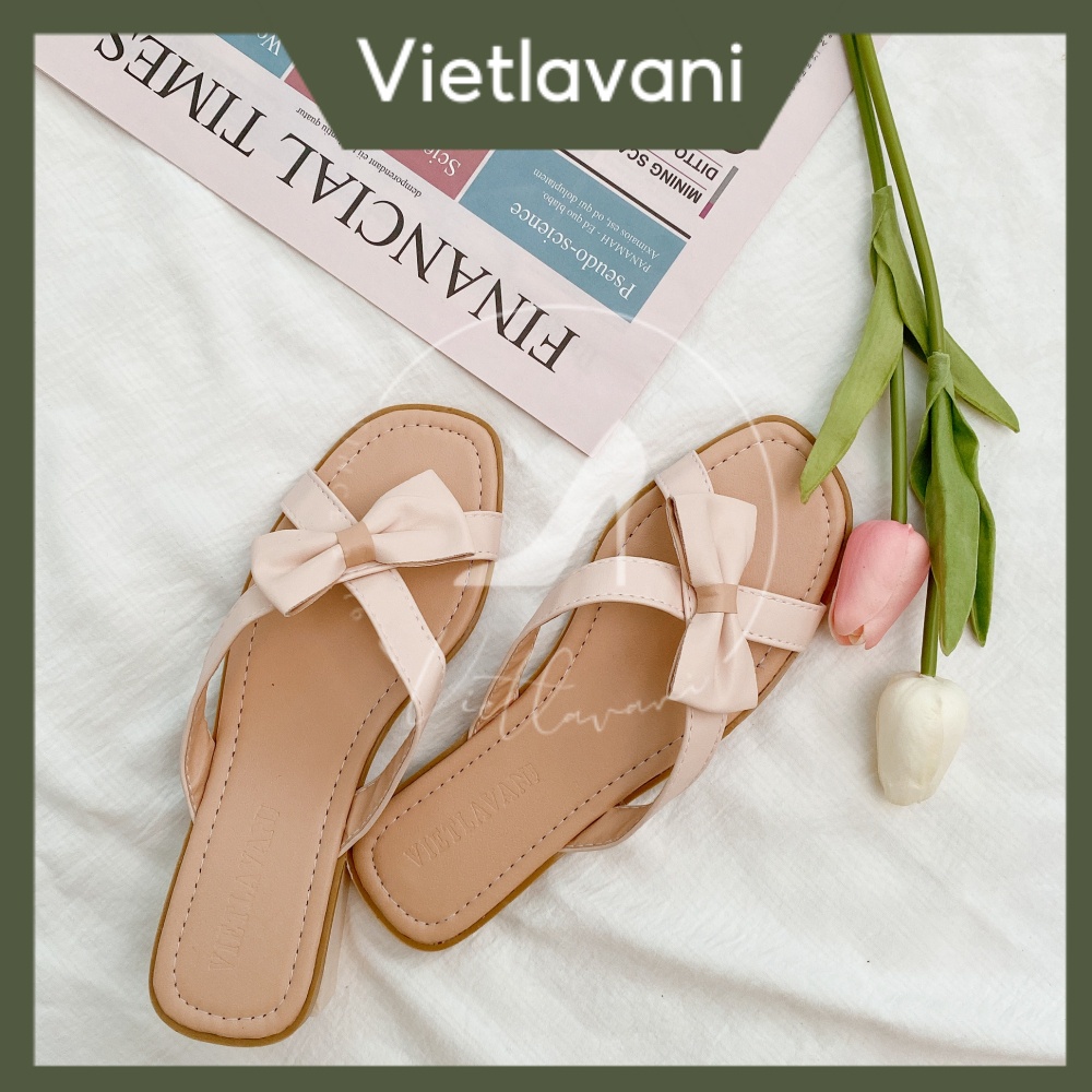 Dép  Size 35-43 TTD13 đính nơ baby màu kem