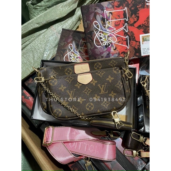 Set Lv 3 Món Fullbox Đỏ, Túi Xách Nữ Đeo Chéo