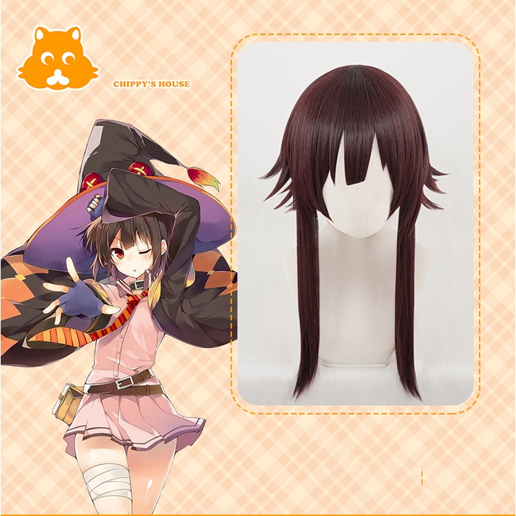 Anime God's Blessing on this Wonderful World KonoSuba Megumin Cosplay Wig Heat Resistant Synthetic Wigs