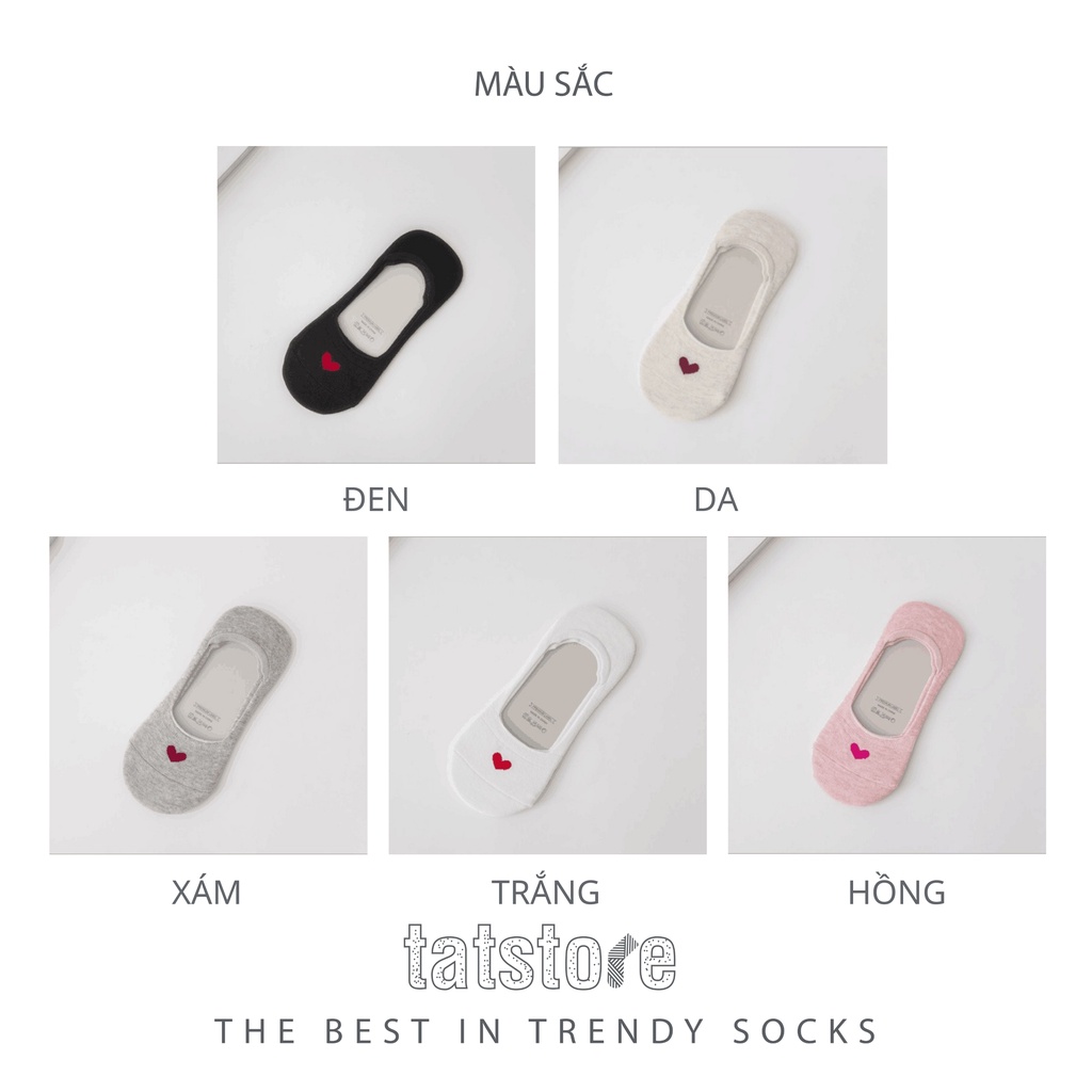 Tất nữ cổ thấp họa tiết hình trái tim cotton thấm hút  Hàn Quốc rẻ cute nhiều màu TẤT STORE 3CNF2