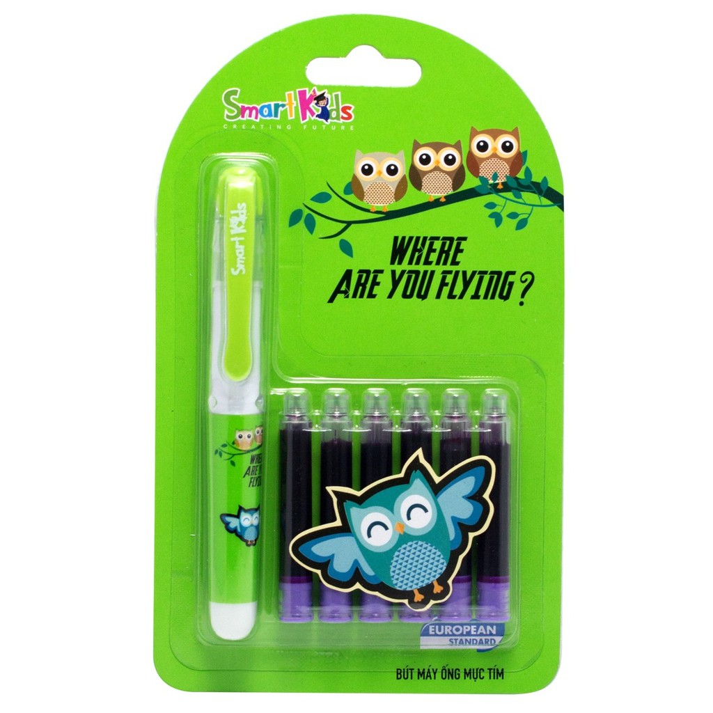 Bút máy Smartkids kèm 6 ống mực tím rời SK-CFP002 - Con cú mèo (BT)