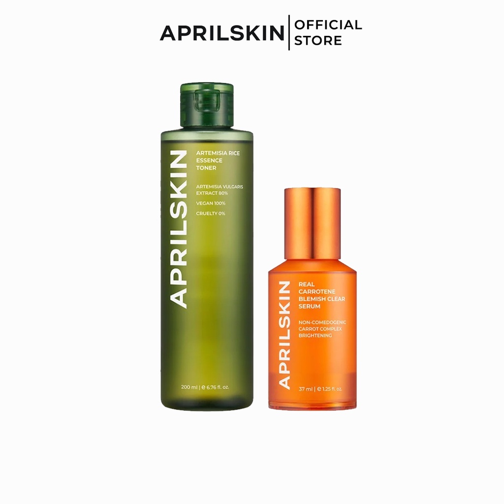 Set Bộ Đôi Mịn Da Aprilskin Rice Essence Toner + Aprilskin Blemish Serum