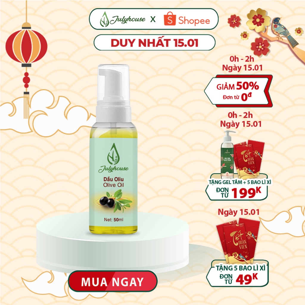 Chai dầu Olive dưỡng ẩm da 50ml JULYHOUSE