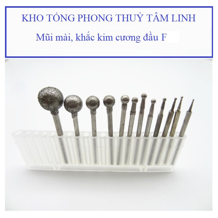 Mũi mài kim cương chạm khắc ngọc điêu khắc đá hàng cao cấp loại đầu tròn F| Kho tổng phong thủy tâm linh