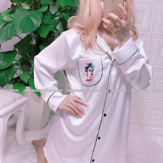Đầm váy ngủ sơ mi chất lụa mịn mát