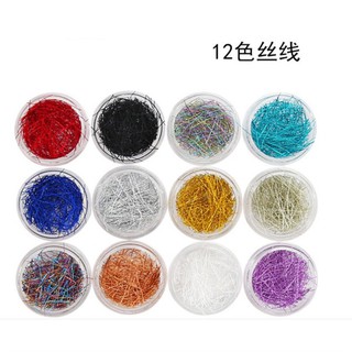 NAIL set sợi kim tuyến trang trí móng 12 màu
