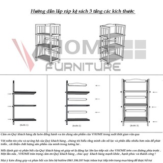 [100% Gỗ cao su] KỆ SÁCH 3 TẦNG