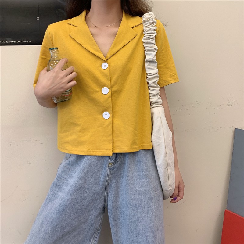 Áo Sơ Mi Ngắn Tay Dáng Rộng Cổ Bẻ Thời Trang - Áo Sơ Mi Nữ Ulzzang Nhiều Màu Trơn SM03 | BigBuy360 - bigbuy360.vn