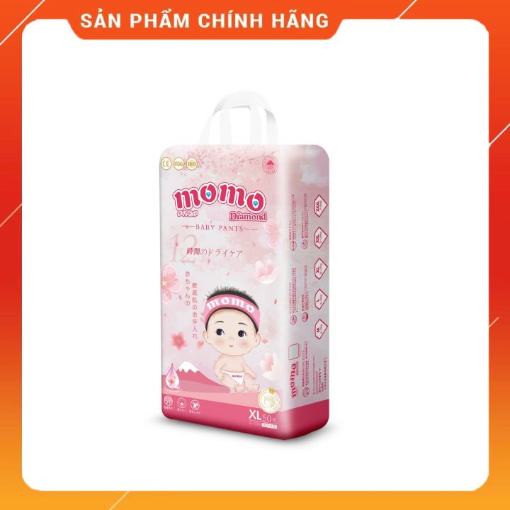 Tã/Bỉm MOMO DIAMOND ORGANIC cao cấp quần/dán size S64/ M60/L54/XL50/XXL48/XXXL46.....