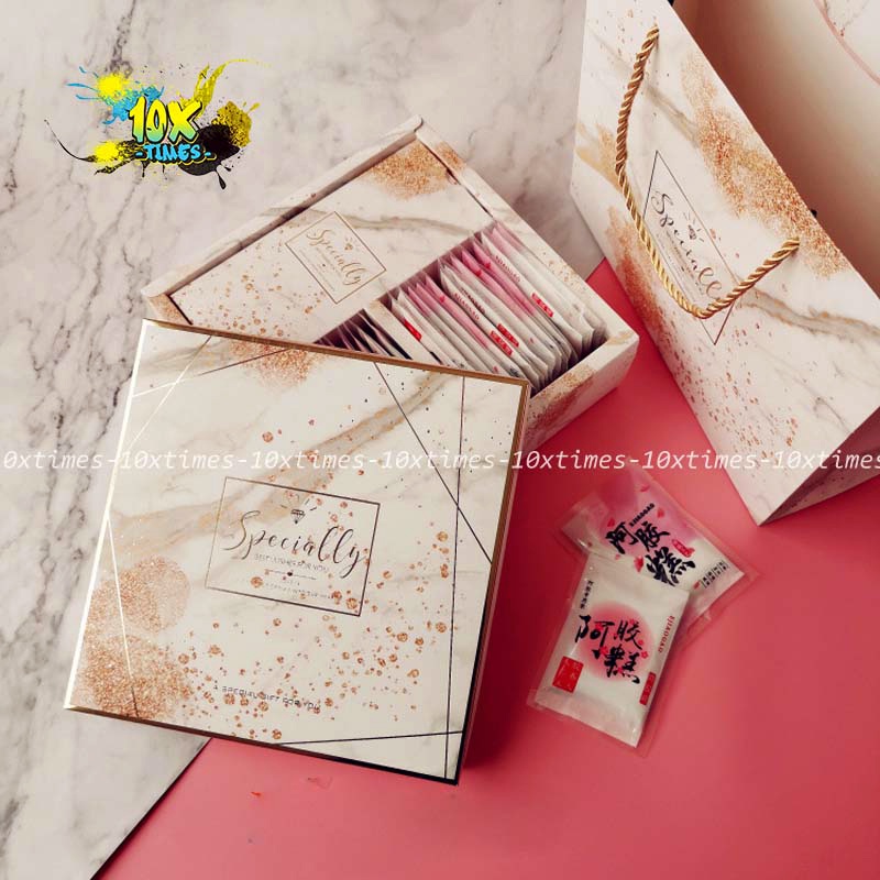 Set hộp túi giấy đựng quà sang trọng hồng kim tuyến  tặng sinh nhật bạn gái bạn trai đối tác, valentine, ngày lễ có quai