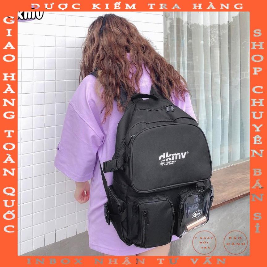 Balo đi học nữ màu đen DKMV | Plastic Box Backpack - tichchua