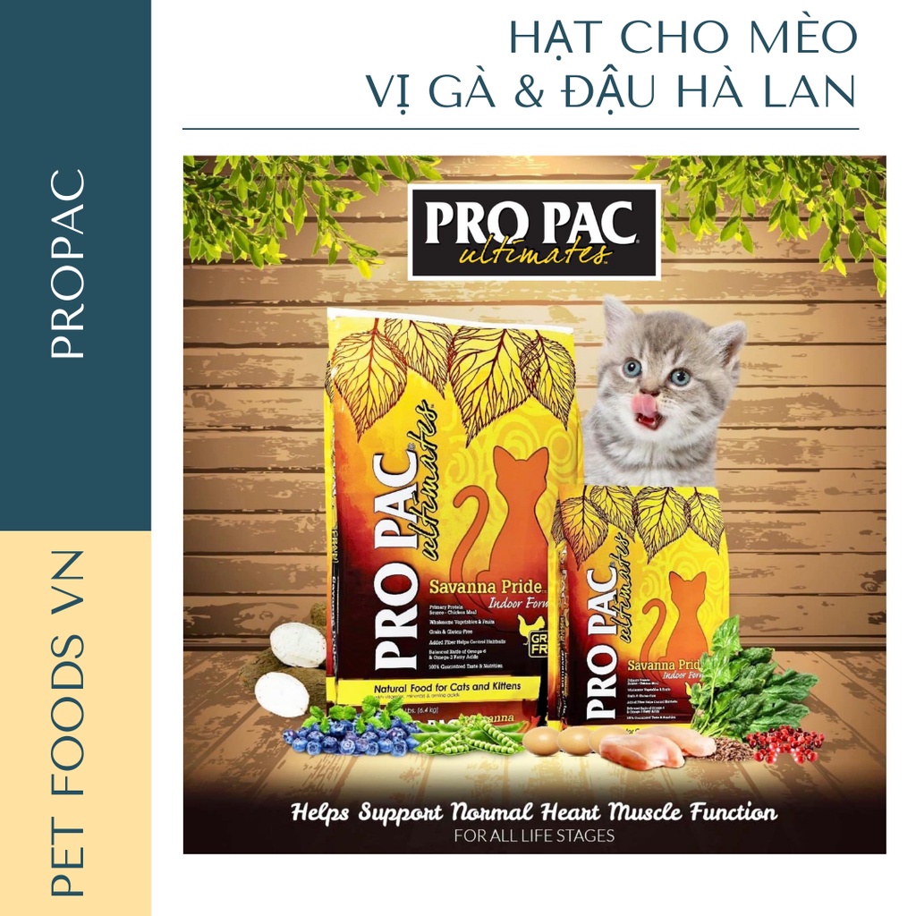 Hạt cho mèo PROPAC Savanna Pride 2kg vị Gà &amp; Đậu Hà Lan