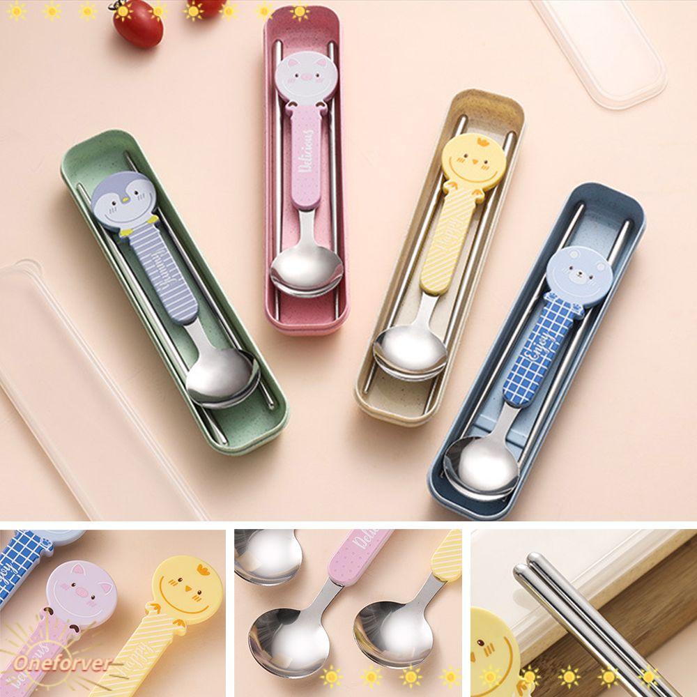 Set 2 Dụng Cụ Ăn Uống Bằng Thép Không Gỉ Du Lịch Cho Trẻ Em