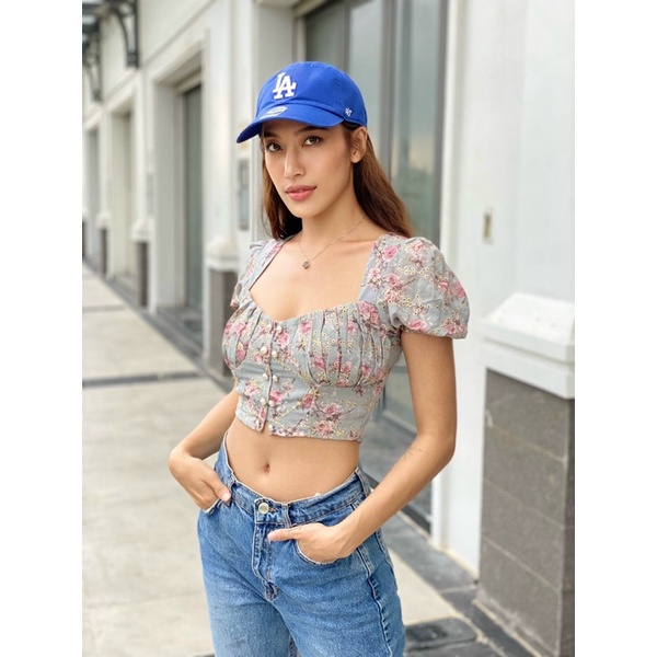 - Croptop Best seller - Thiết kế mới - Áo voan hoa ROSIE TOP - Nhiều màu - vải rất mát - hoạ tiết cực xinh