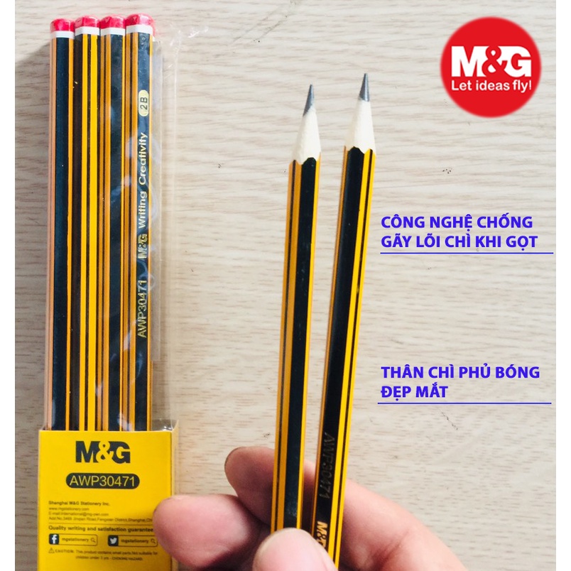 Combo 5 cây bút chì gỗ AWP30471 lõi chuẩn 2B, chất lượng giá tốt